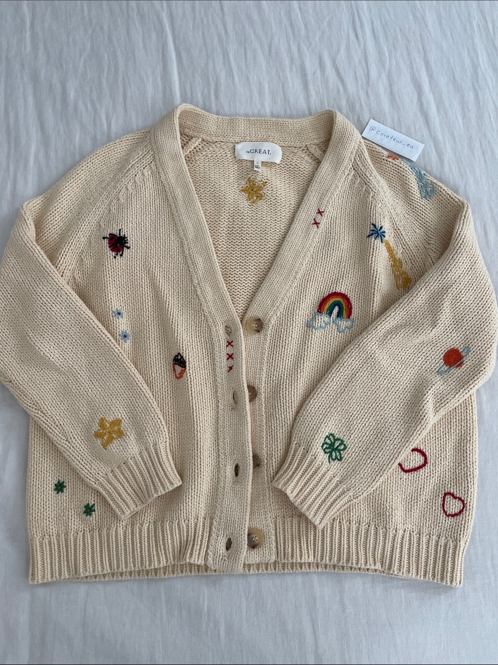 The Great. The Charm Cardigan in Cream. Size 0. - Picture 2 of 7